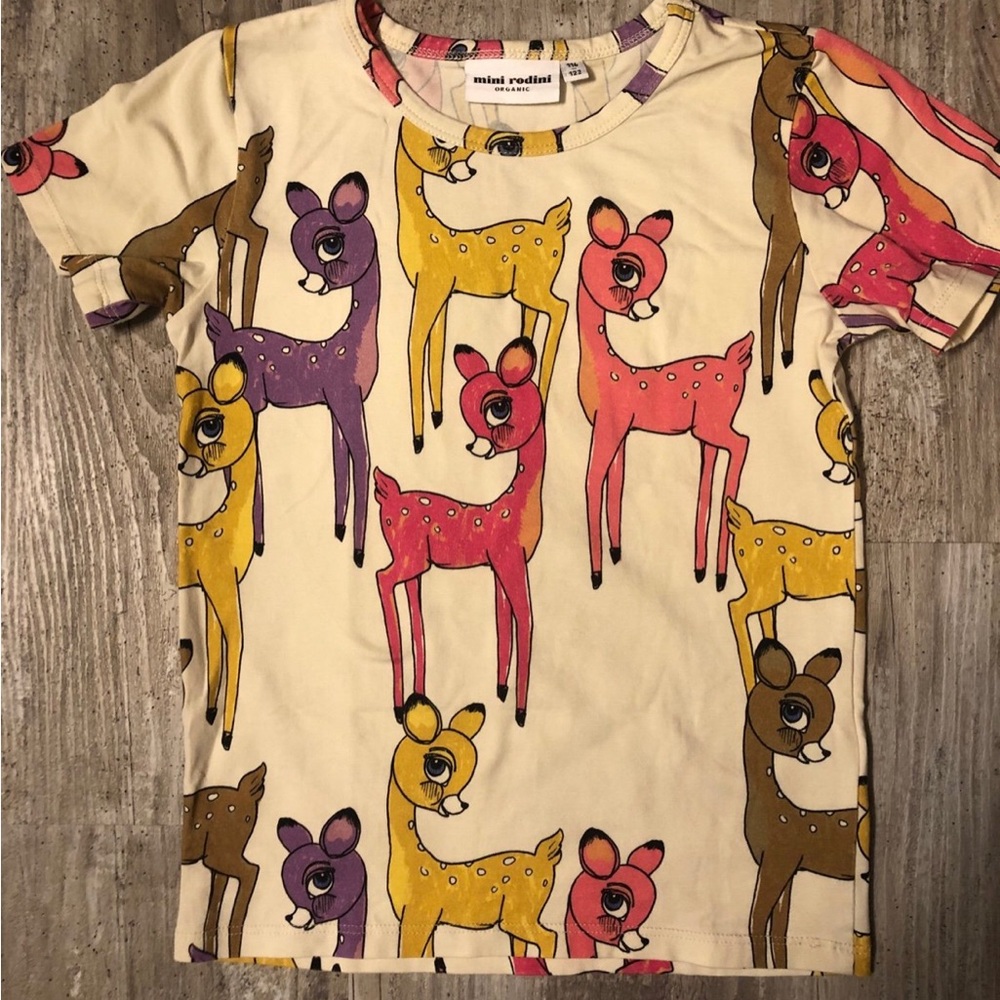 Mini Rodini Kids Shirt with Colorful Deer Print 116/122